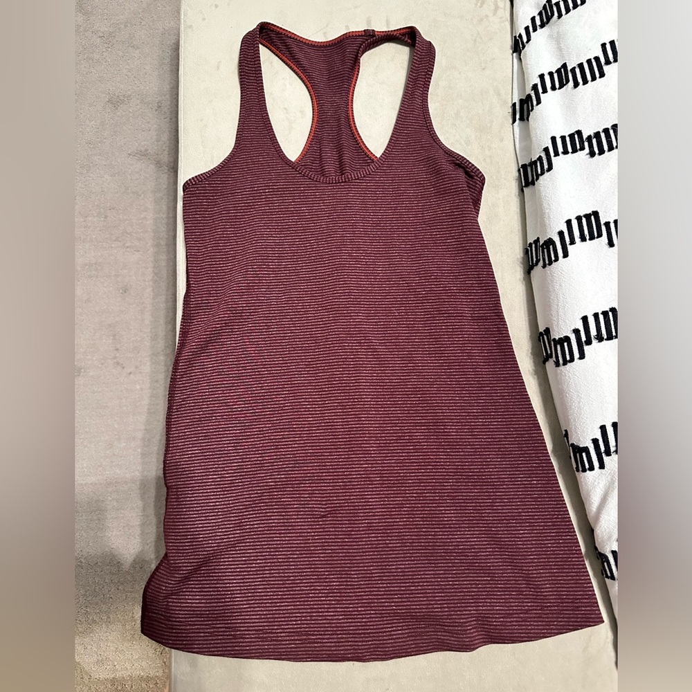Lululemon Cross Racerback Maroon striped Tank - Picture 2 of 2